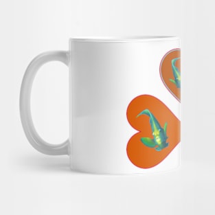 Angelfish | Three hearts in red for a fish in motion | White background | Mug